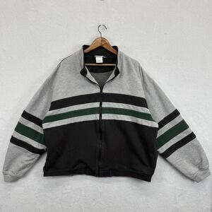 Vintage Discus Athletic Jacket Mens 2XL Gray Black‎ Green Full Zip Track 90s